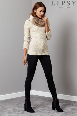 Lipsy Fur Collar Jumper